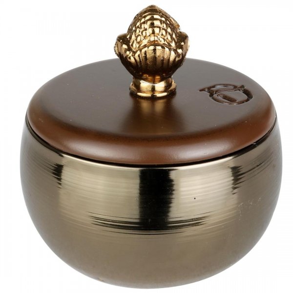 قندان نقره‌ای گالوانیزه با درب چوبی