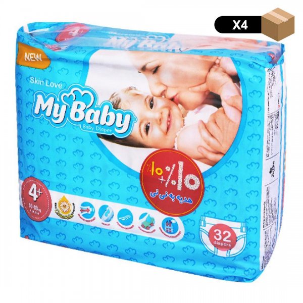 پوشک کامل بچه مای بیبی سایز 4 بسته 34 عددی - بسته 4 عددی
