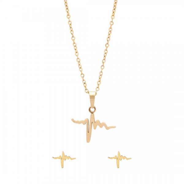 نیم سرویس طرح ضربان قلب رنگ طلایی