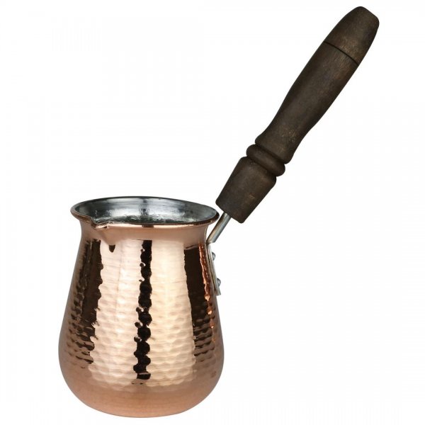 قهوه‌جوش مسی دسته چوبی حجم 400 میلی‌لیتر