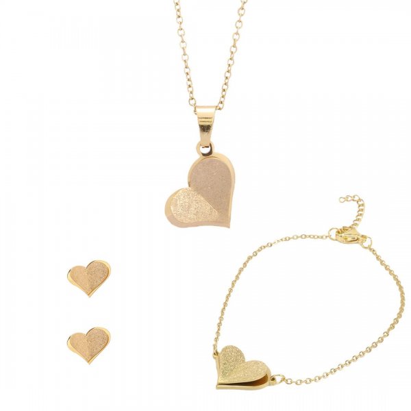 سرویس کامل طرح قلب سه‌بعدی رنگ طلایی