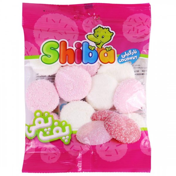 پاستیل شیبا مدل پف‌پفی نارگیلی مقدار 50 گرم