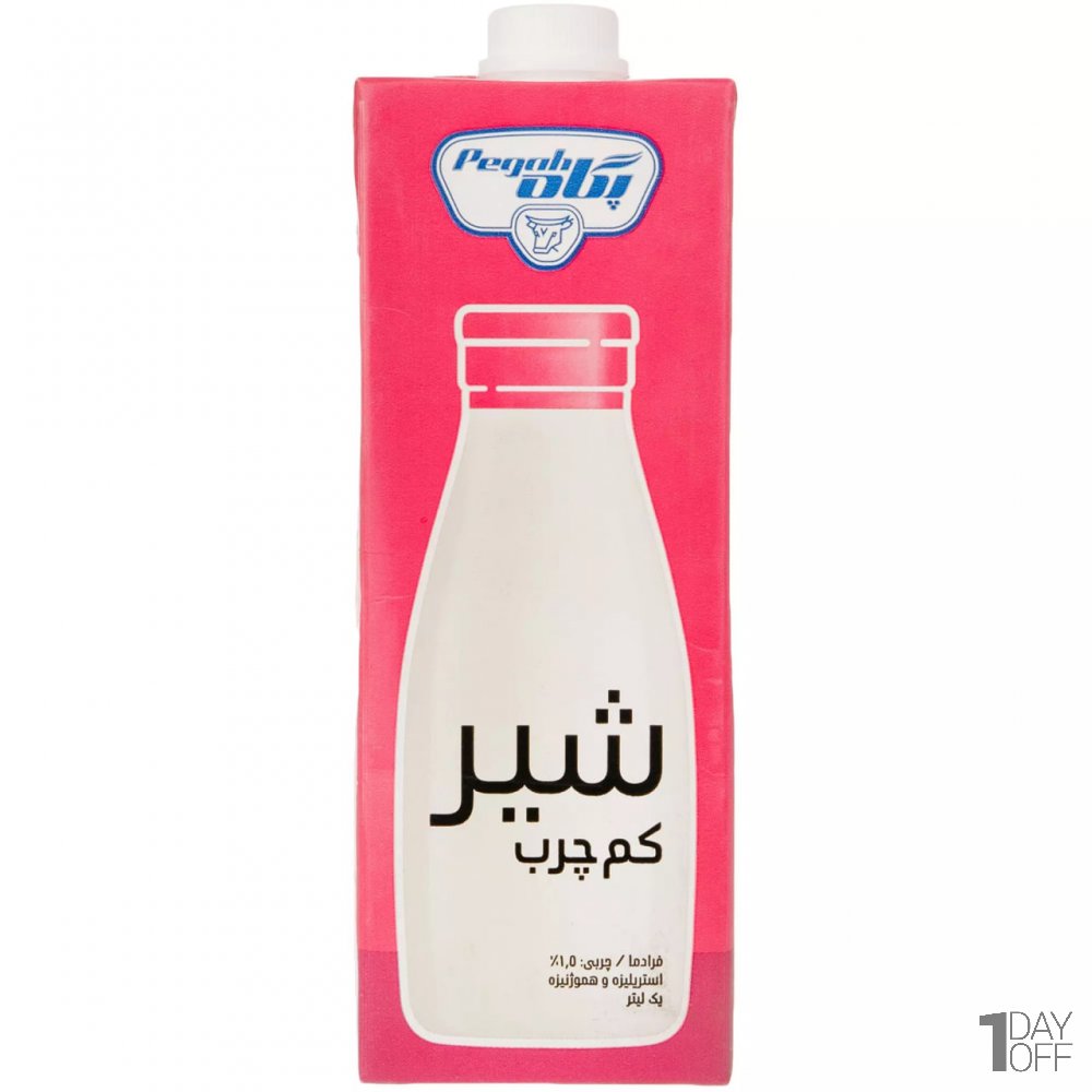 شیر پاستوریزه کم‌چرب پگاه مقدار 1 لیتر 