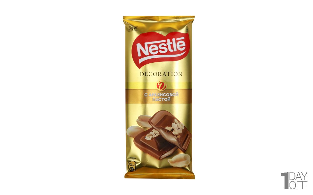 شکلات مغزدار با طعم بادام‌زمینی نستله (Nestle) مدل DECORATION مقدار 85 گرم
