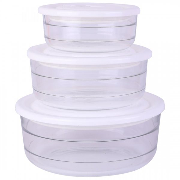 ست 3 عددی ظرف شیشه‌ای سفید لیمون (Limon)