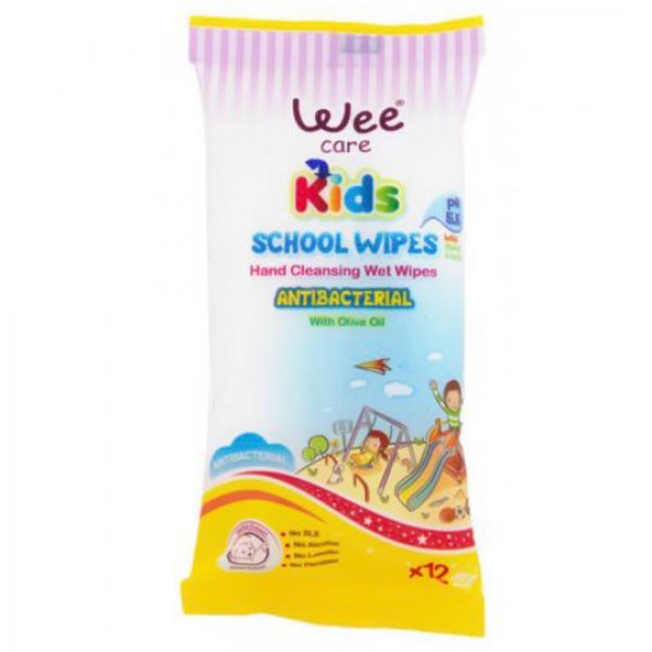 دستمال مرطوب ضدعفونی‌کننده دست و صورت 12 برگی مخصوص کودکان وی کر (Wee Care) مدل Antibacterial