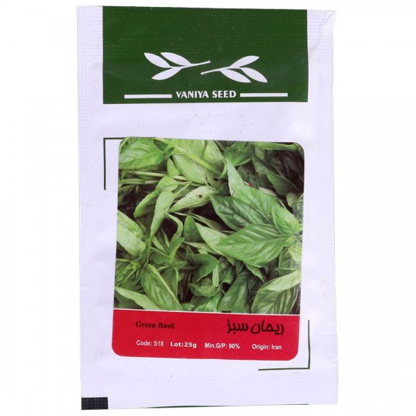 بذر ریحان سبز (Green Basil) وانیا آذر سبزینه کد S18 مقدار 25 گرم