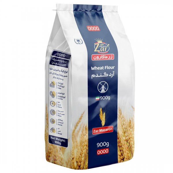 آرد سفید گندم زرماکارون نوع 0000 مقدار 900 گرم
