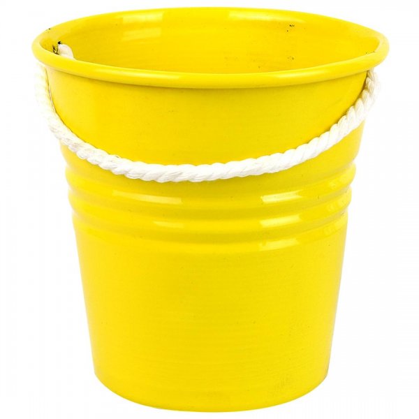 گلدان سطلی فلزی دسته‌ کنفی قطر 11 و ارتفاع 12 سانتی‌متر رنگ قرمز 