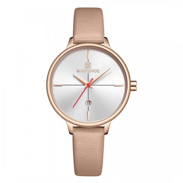 ساعت NAVIFORCE مدل NF5006L رنگ کرم شکلاتی کد رنگ RG/P/PG