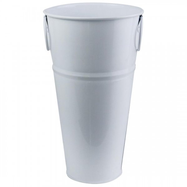 گلدان فلزی دسته‌ حلقه‌ای تورینگ ابعاد 28x16x10 سانتی‌متر رنگ سفید