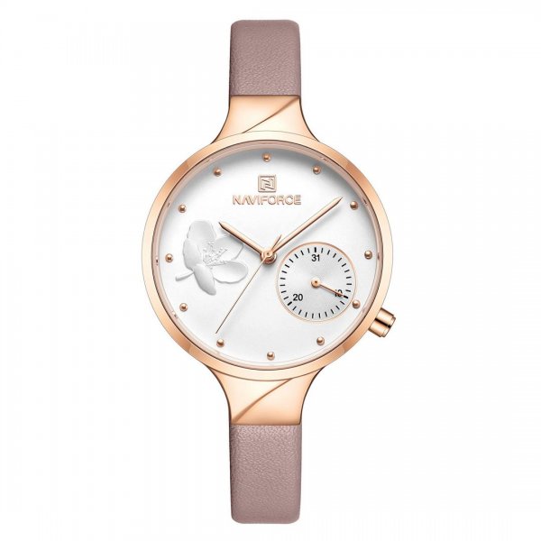 ساعت نیوی‌فورس (NAVIFORCE) مدل NF5001L رنگ کرم شکلاتی کد رنگ RG/W/PG