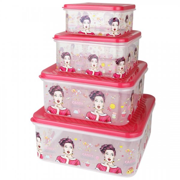 ظروف نگهدارنده دردار پلاستیکی رنگ رندم بسته 4 عددی