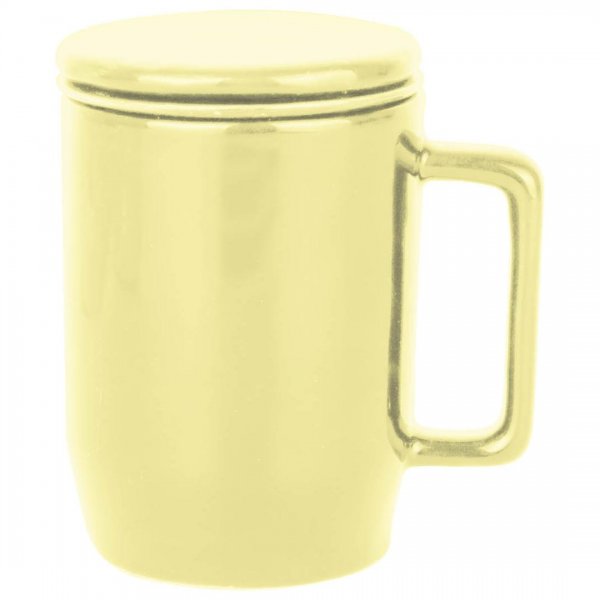 لیوان دمنوش سرامیکی استوانه‌ای زرد