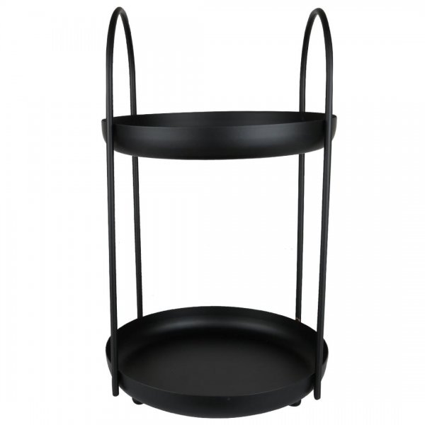 استند پذیرایی دوطبقه فلزی مشکی ابعاد 24x41 سانتی‌متر