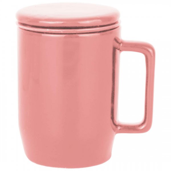 لیوان دمنوش سرامیکی استوانه‌ای صورتی