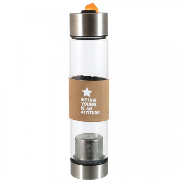 فلاسک دمنوش شیشه‌ای صافی‌دار نسکافه‌ای H2O