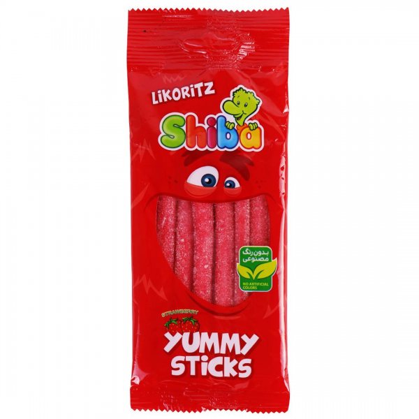 پاستیل مغزدار شکری با طعم توت‌فرنگی شیبا مدل likoritz مقدار 90 گرم