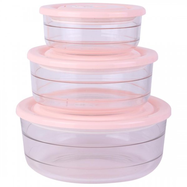 ست 3 عددی ظرف شیشه‌ای صورتی پاستلی لیمون (Limon)