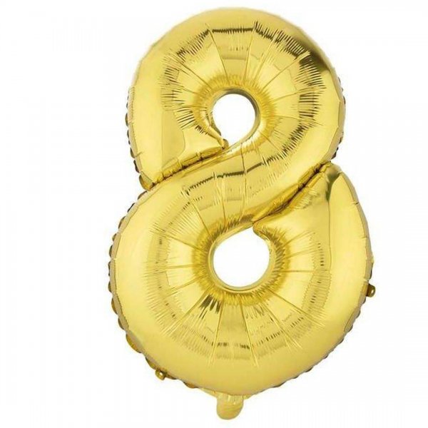 بادکنک فویلی عدد هشت 81 سانتی‌متری رنگ طلایی