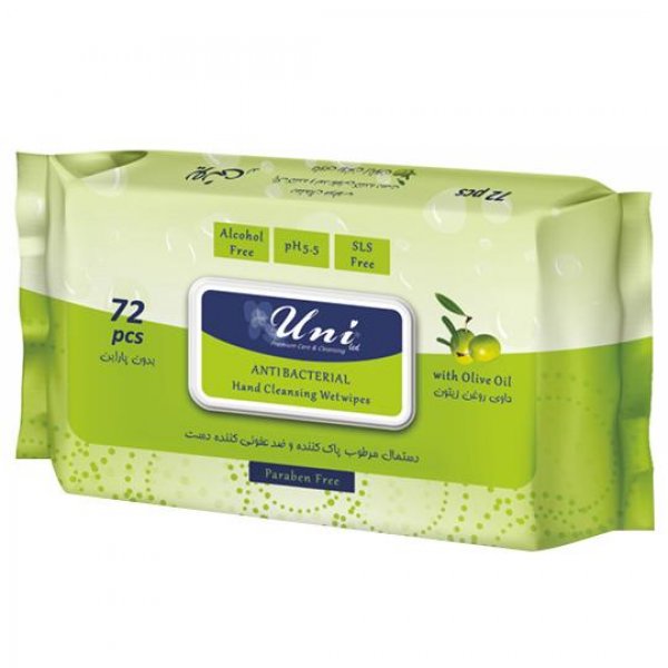 دستمال مرطوب آنتی‌باکتریال 72 برگی یونی لد