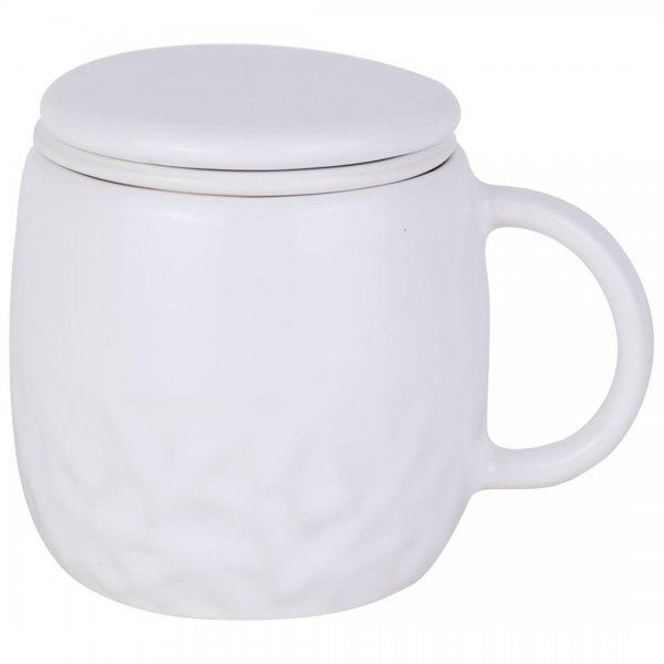 لیوان دمنوش سرامیکی طرح برجسته سفید 