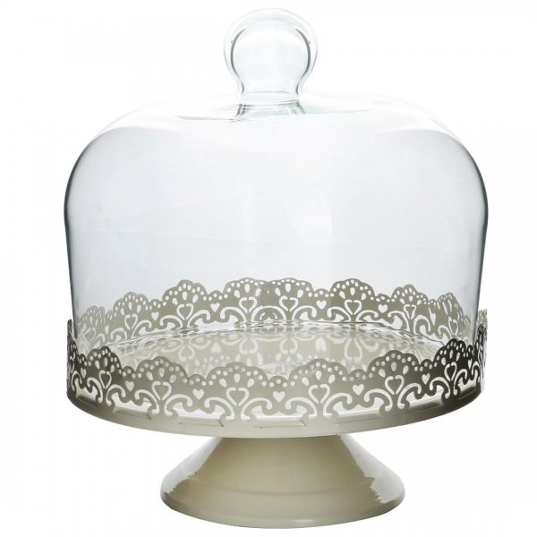 استند کاپ کیک پایه‌دار درب شیشه‌ای رنگ سفید