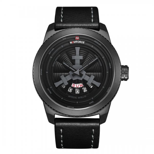 ساعت نیوی‌فورس (NAVIFORCE) مدل NF9156M رنگ مشکی همراه با دوخت خاکستری کد رنگ B/GY/B