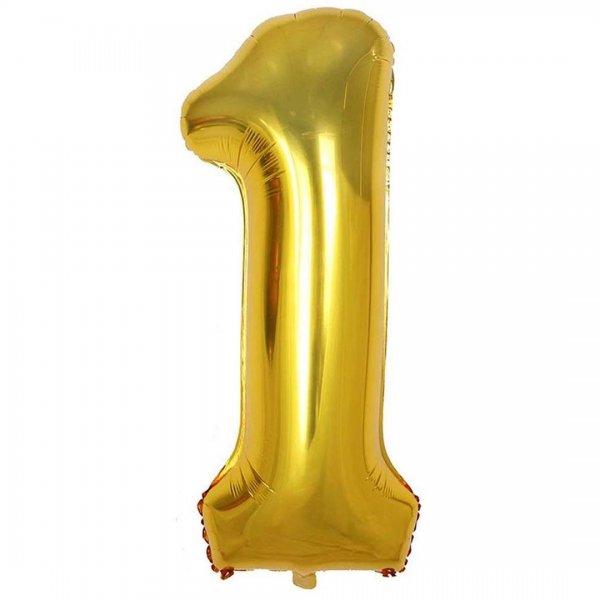 بادکنک فویلی عدد یک 81 سانتی‌متری رنگ طلایی