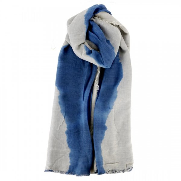 شال نخی آبرنگی 126 در 195 سانتی‌متر ریولز (Revelz) رنگ کرم، آبی