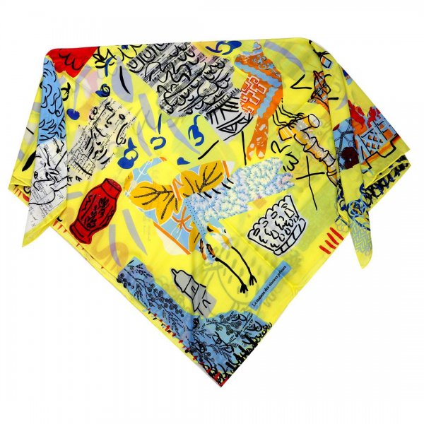 روسری نخی طرح‌دار زرد طرح هرمس کد 2330 VU