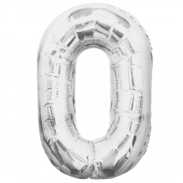 بادکنک فویلی عدد صفر 81 سانتی‌متری رنگ نقره‌ای