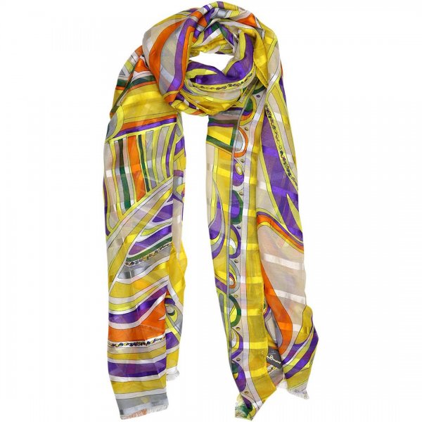 شال طرح‌دار میس اسمارت زمینه زرد کد 0002