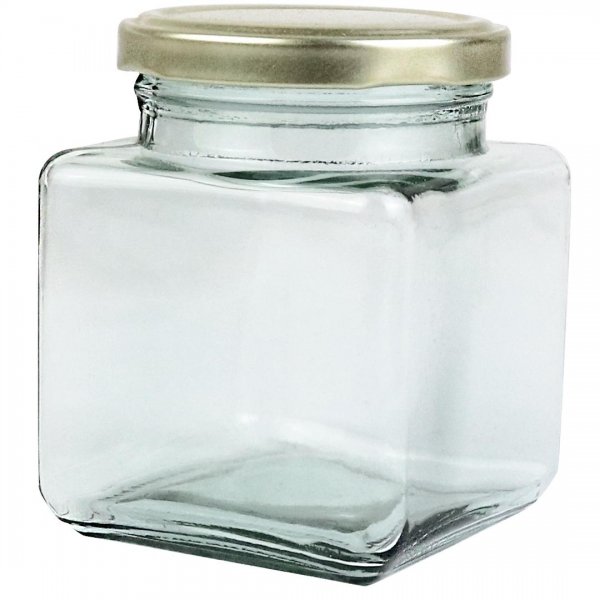 بانکه شیشه‌ای مکعبی با در طلایی در ابعاد طول و عرض 7 و ارتفاع 9 سانتی‌متر بسته 1 عددی