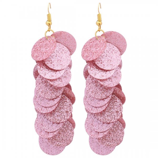 گوشواره آویز سکه‌ای رنگ صورتی کم‌رنگ شاین