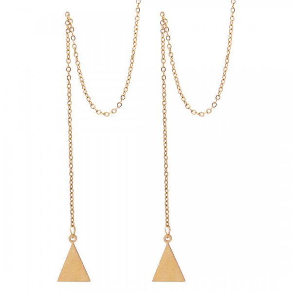 گوشواره بخیه‌ای مثلثی رنگ طلایی