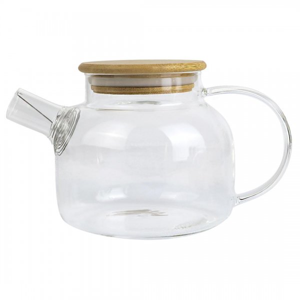 قوری شیشه‌ای با در بامبو با ظرفیت 800 میلی‌لیتر