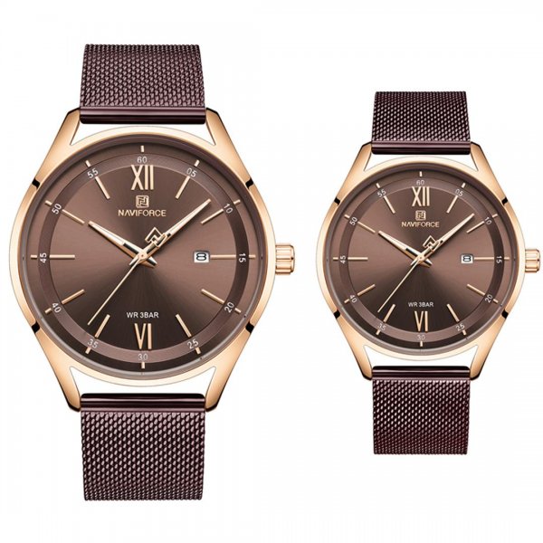 ساعت ست زنانه و مردانه نیوی‌فورس (NAVIFORCE) مدل NF3013L رنگ شکلاتی کد رنگ RG/CE