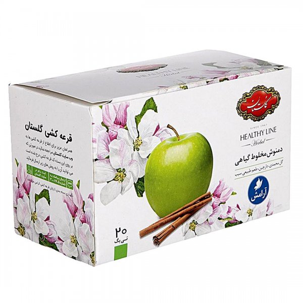 دمنوش مخلوط گیاهیگل محمدی، سیب و دارچین آرامش گلستان بسته 20 عددی