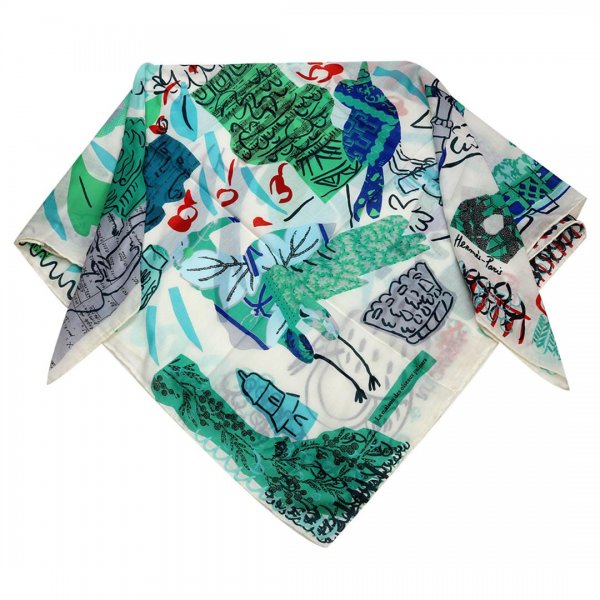 روسری نخی طرح‌دار سبز طرح هرمس کد 2324 VU