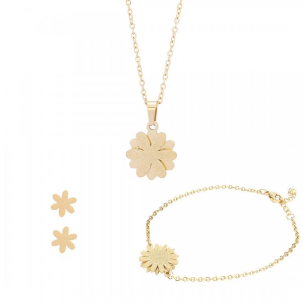 سرویس کامل طرح گل سه بعدی رنگ طلایی