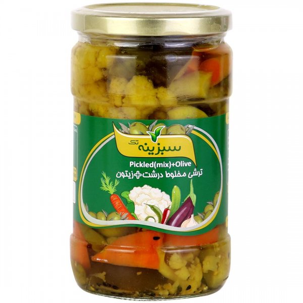 ترشی مخلوط درشت + زیتون سبزینه تک مقدار 670گرم