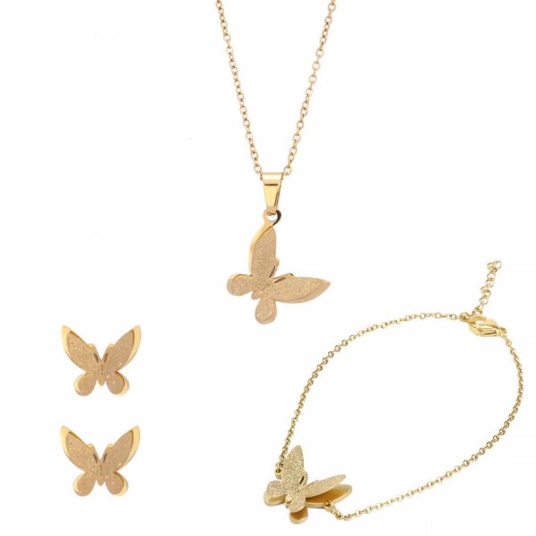 سرویس کامل طرح پروانه سه‌بعدی رنگ طلایی