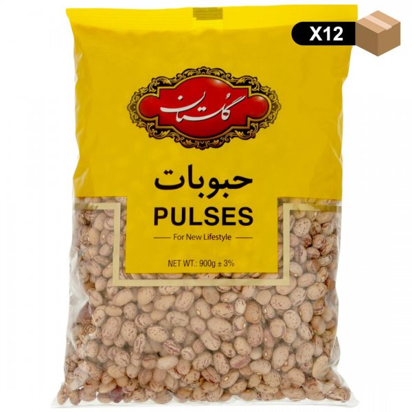 لوبیا چیتی گلستان مقدار 900 گرم - بسته 12 عددی