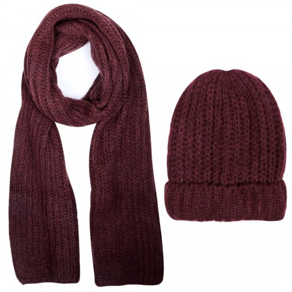  ست شال و کلاه بافت زرشکی اسمارا تولید آلمان