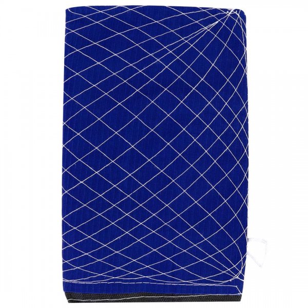 کیسه حمام آبی با دوخت سفید