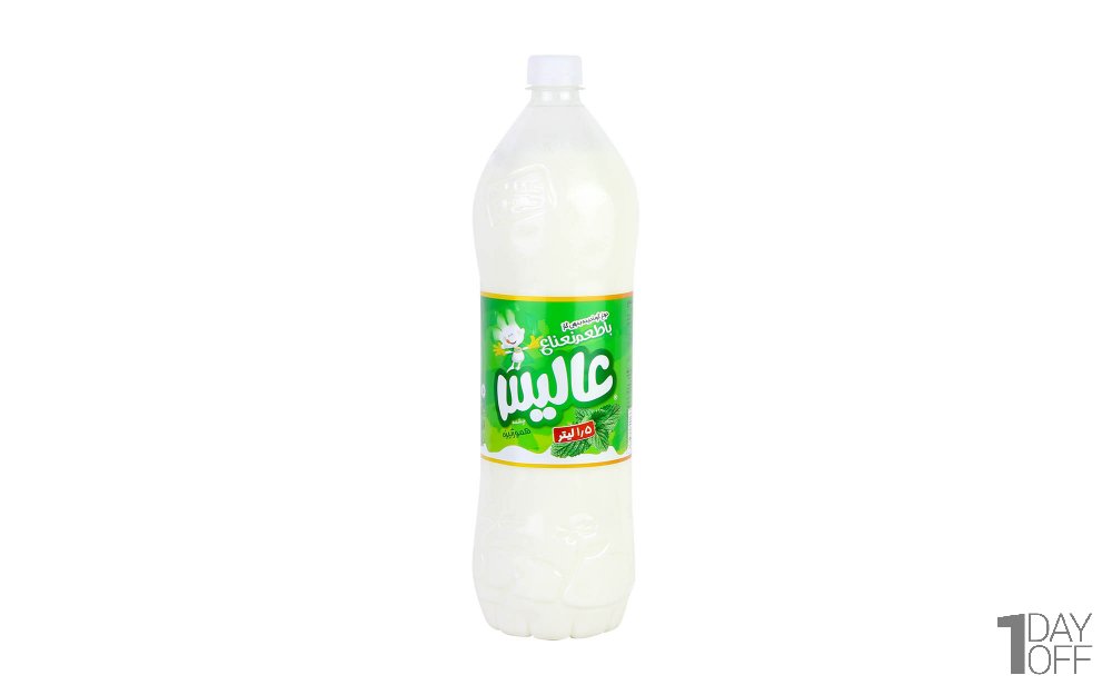دوغ گرمادیده بدون گاز با طعم نعنا عالیس مقدار 1.5 لیتر
