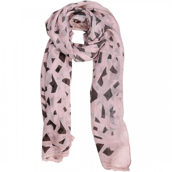 شال نخی میس اسمارت زمینه صورتی کم‌رنگ کد 0008