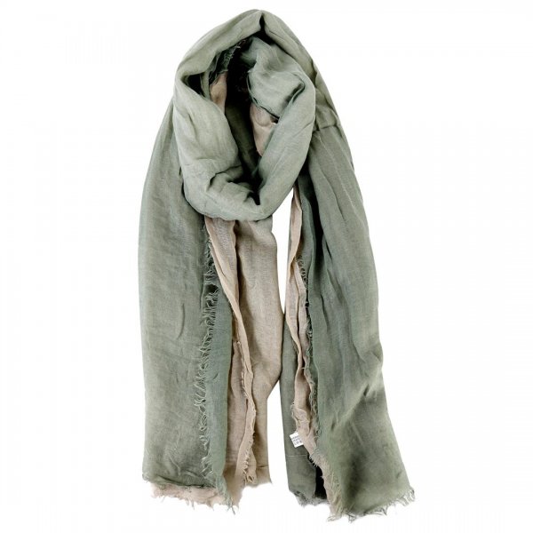 شال نخی آبرنگی 126 در 195 سانتی‌متر ریولز (Revelz) رنگ کرم، سبز صدری