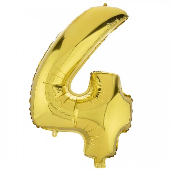 بادکنک فویلی عدد چهار 81 سانتی‌متری رنگ طلایی
